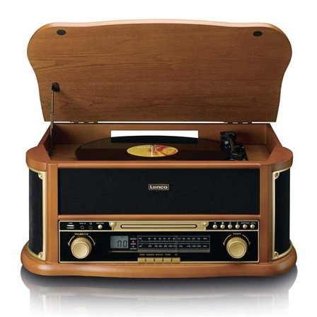 Lenco TCD-2551WD retro puinen levysoitin Bluetooth, CD ja kasetti