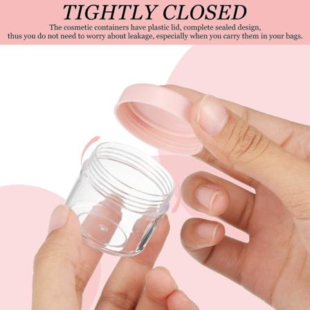 20 st runda burkbehållare plast kosmetiska behållare set med lock för flytande krämer prov, 20 ml/ 0,7 oz Pink Lid