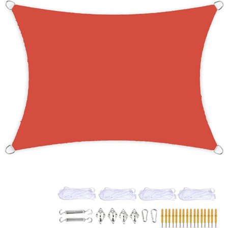 Suorakulmainen varjopurje, jossa ilmainen köysi ja kiinnityssarja, aurinkosuoja, vedenpitävä, hengittävä uima-altaalle, ravintoloille, puistoille, 