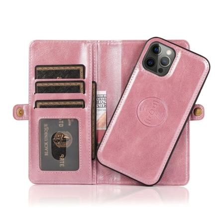 iPhone 15 Pro Max - Elegant pung etui i læder Pink gold