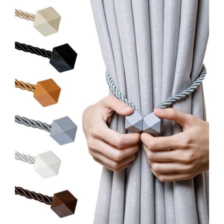 Magneettinen verhotanko paksummalla kierretyllä narulla ja vahvalla magneettisella verhotangon kiinnikkeellä, koristeellinen verhotanko, käsintehdyt 