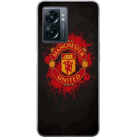 Kompatibelt Mobildeksel til OnePlus OnePlus Nord N300 Manchester United logo i rød og gul farge med røff sportslig bakgrunn