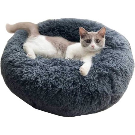 Rund Hundebed Kattepude Donut Kurv Plys Extra Blød Komfort