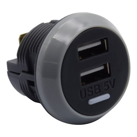 12V-24V Dobbel USB Billader 2-port Adapter Strømuttak Ladepanelmontering