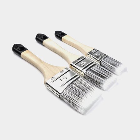 Lakborstelset Basic, houten steel, synthetische borstel, 3-pack (25 mm + 35 mm + 50 mm)