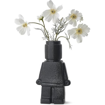 Keramisk vas, svart blomvas för dekoration, robotformad kreativ keramisk vas för DIY-graffiti, bordsdekoration vas för matsal vardagsrum