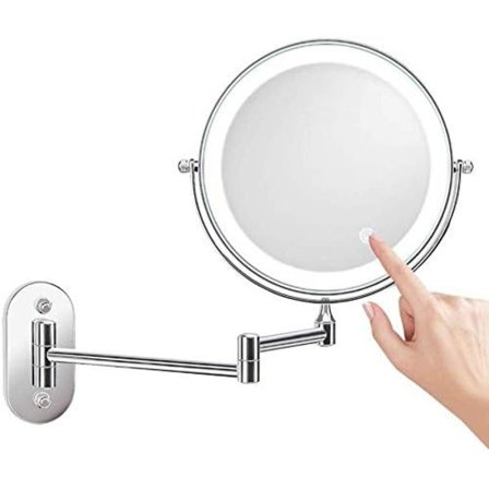8" Veggmontert Opplyst Sminke Speil med 10x Forstørrelse og LED-Lys