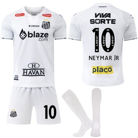24-25 Santos FC Träning Hemmatröja NO.10 NEYMAR JR Tröjor Barn Vuxen Fotbollsutrustning med Strumpor