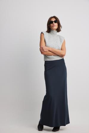 NA-KD Basic Maxikjol i jersey med låg midja - Maxikjolar - Blå - X-Small