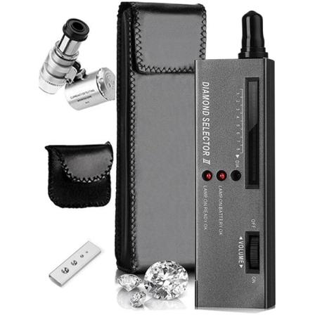 Diamanttester Pen, Høj Præcision Diamanttester + 60X Mini LED Forstørrelsesglas Professionel Diamantvælger