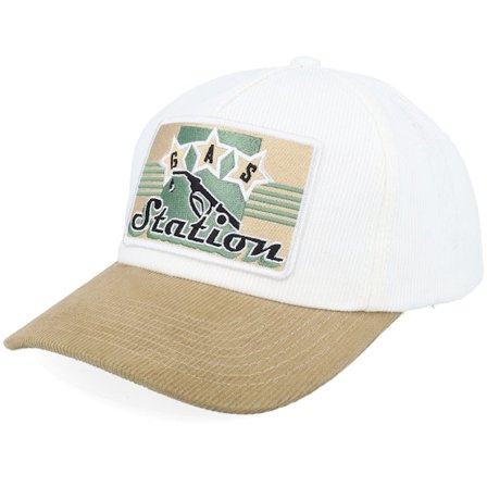 Iconic - Schwarz Unconstructed Cap - Gas Station Sign Corduroy Off White/Khaki A-frame A-Frame Adjustable @ Hatstore