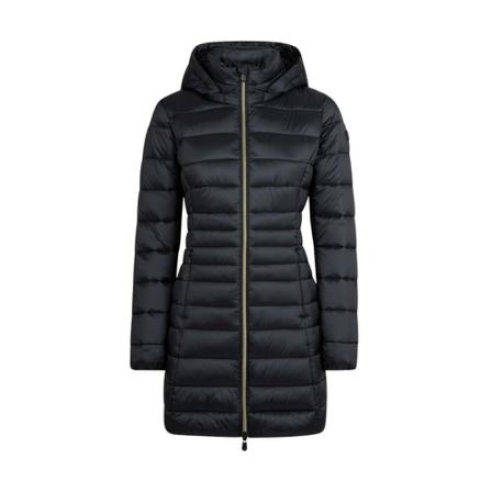 Save The Duck, Long Down Jacket With Hood Zwart, Dames, Maat:S