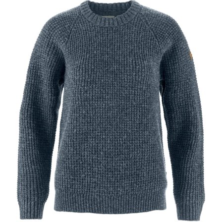 Fjällräven Women's Övik Waffle Knit Sweater in Navy, Wolle | Size: Small