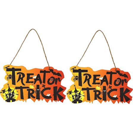 Halloween dekorasjonspakke, Halloween hengende treskilt, gresskardekorasjoner for borddekorasjoner til fester (knask eller knep)