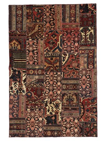 Hand Knotted Persian Patchwork Rug 160X237 Black/Dark Red