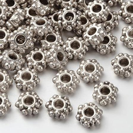 20 st Blomformad Rondeller i tibet silver nickelfria 7 mm.