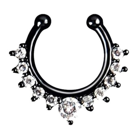 Falske septum naspiercing næse ring uden huller sort