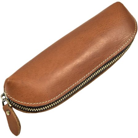 Lær Pennal Ekte Lær Liten Vintage Veske Oransje KLB