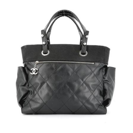 Chanel Vintage, Pre-owned Leather Tote Bag Zwart, Dames, Maat:ONE Size