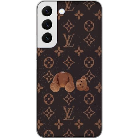 Kompatibel Mobilcover til Samsung Samsung Galaxy S22+ 5G Luksuriøst monogrammønster med knust bamse i mørk modeæstetik