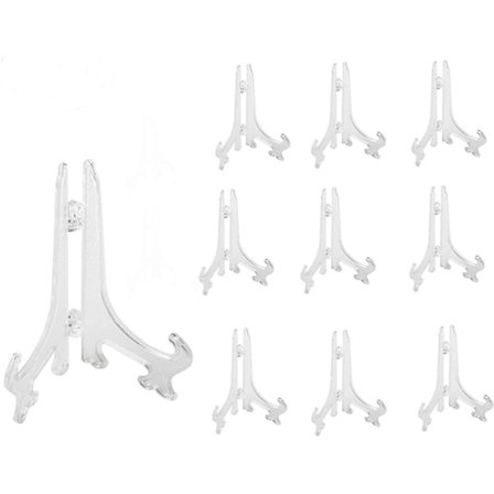 Plaststafflier Displayställ Platta Bildram Stativhållare Klar 1Set/10 PCS (4 Tum)
