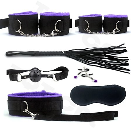 Voksenprodukter SM Spilsæt Bondage Sæt Bdsm Udstyr Læder Nylon Håndjern Knebel Pisk Reb Eksotiske Sexlegetøj til Kvinder