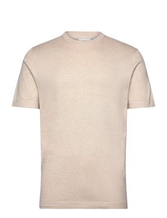 Lindbergh Eco Vero S/S O-Neck Tee - Beige - S