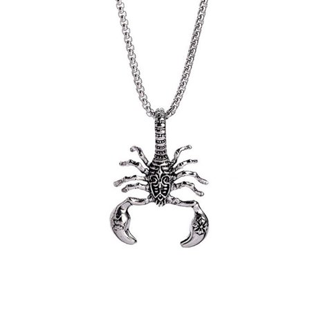 Herre Stor Tungt Rustfritt Stål Anheng Halskjede Sølv Svart Skorpion