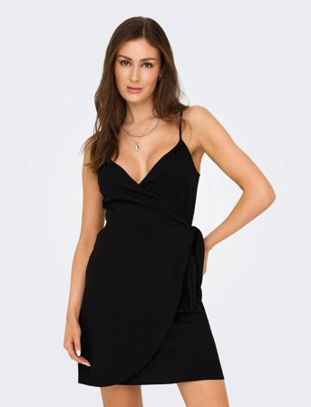 ONLY Onlalma Life Vis Isa Wrap Dress Solid - Black - XS