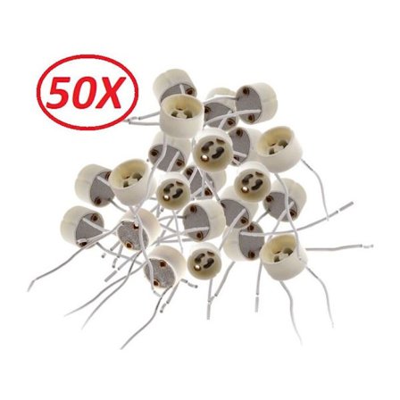 Pakke med 50 GU10-sokler til halogen- eller LED-pærer