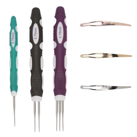 6 kpl 0,75 mm Dreadlocks-koukku työkalu hiusten kutomiseen 1 2 3 koukkua Dreadlock-lukko työkalu