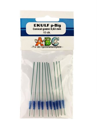 Ekulf p-big conical mellomromsbørste grønn 0,63mm 10 stk