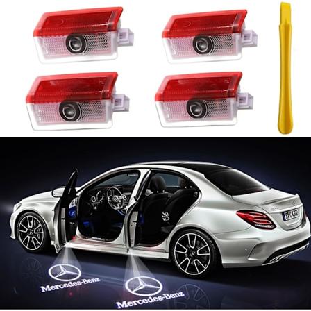 4 stk LED-billogo 3D Ghost Shadow Light Opgraderet Velkommen Hilsen Projektor til A B C E M G AMG GL GLA GLC GLE GLS Klasse W166 W176 W205 W212