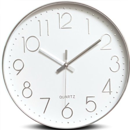 Minimalistisk Väggklocka (Silver), 30 cm (12 tum) Modern Tyst Väggklocka, Tyst Quartz Urverk