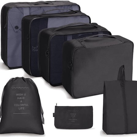 UNIQ Packing Cubes - Perfekt organisering og beskyttelse af din bagage - Sort - 7 stk.