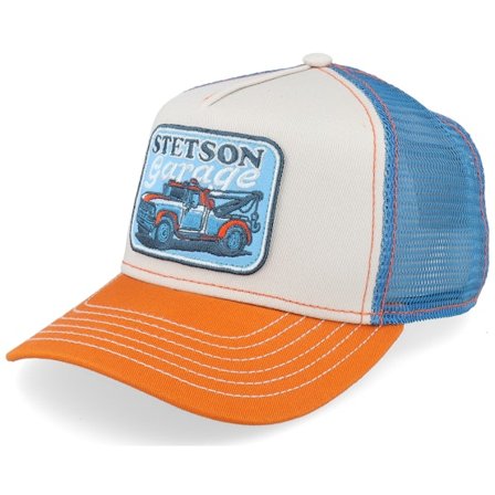 Stetson - Beige Trucker Cap - Kids Stetson's Garage Orange/Sand A-Frame Trucker @ Hatstore