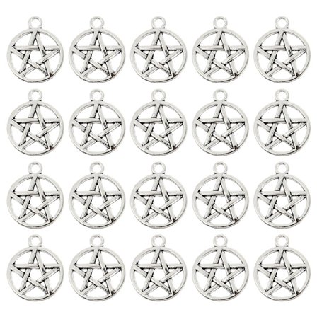 50 stjärnformade örhängen med pentagram-stil i metall