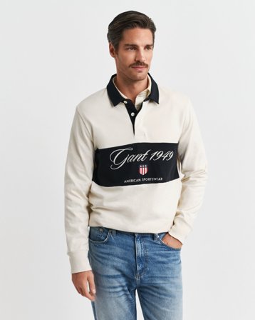 GANT Herren Heavy Rugger mit Blockstreifen (4XL) Weiß