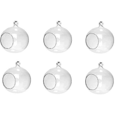 6 stk. Hengende Glass Telysholdere, Glasskule for Hjemmedekorasjon