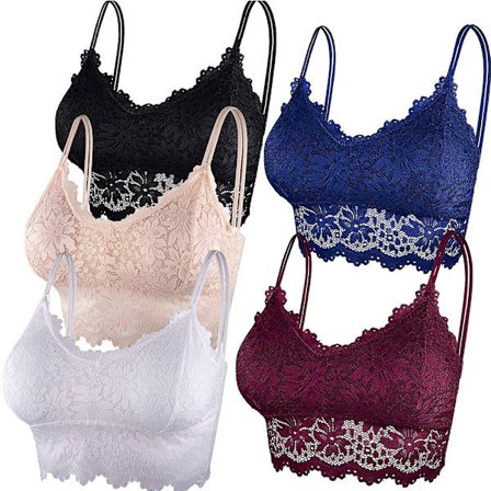 5 st Spets Braletter för Dam Bralette Vadderad spets Bandeau BH