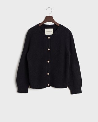GANT - Bouclé rundhals cardigan til dame black