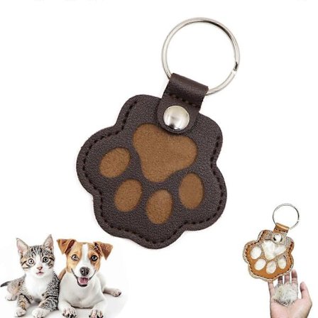 Nøkkelring for oppbevaring av hundehår, Søt nøkkelring med lærpote, Minnegave for kjæledyrhår