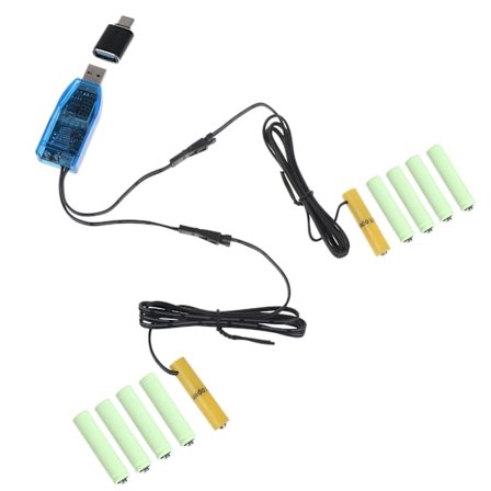 1 till 2 USB till 1,5V 3V 4,5V 6V 9V 12V AAA Batterieliminatorer Byt ut 1-8st AAA-batterier Justera spänning Power
