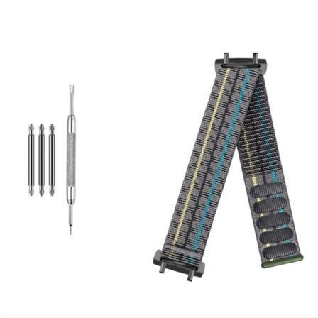 Nylon-kudottu vaihto-ranneke kompatibelt med Amazfit T-Rex 3 – Hengittävä, korkeajoustava 23.3cm x 2.7cm Black+Grey