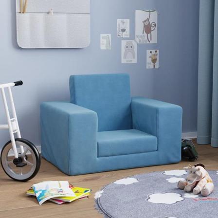 Vidaxl Barnsoffa Blå Mjuk Plysch Blå