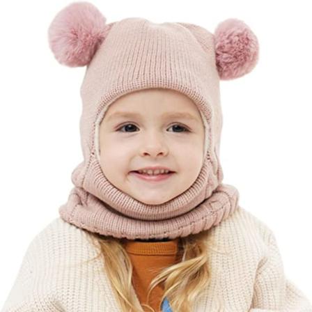 Baby Vintermössa Scarf Set, Unisex Spädbarnsmössa Toddler -rosa