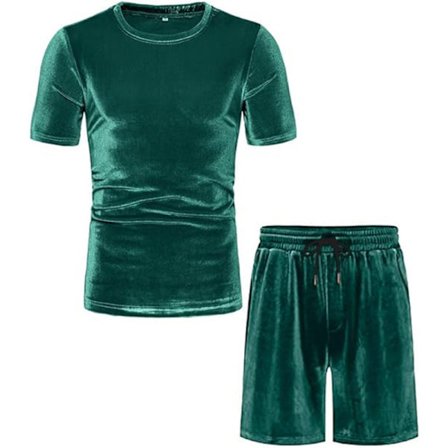 Mænds 2-delt 80'er 90'er Fløjlssæt Casual Kortærmet Fløjlsskjorte Sæt