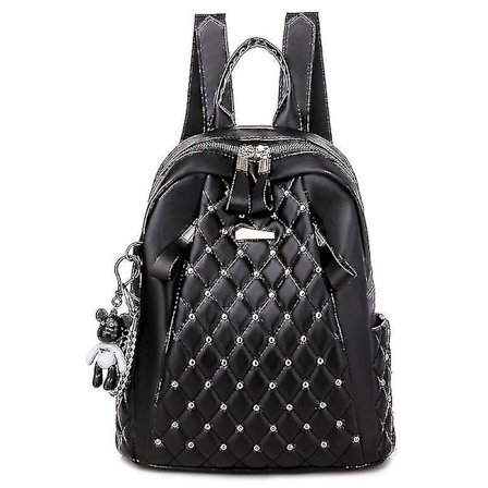 Stilig svart skinnryggsekk med nagler - Vanntett og høy kvalitet