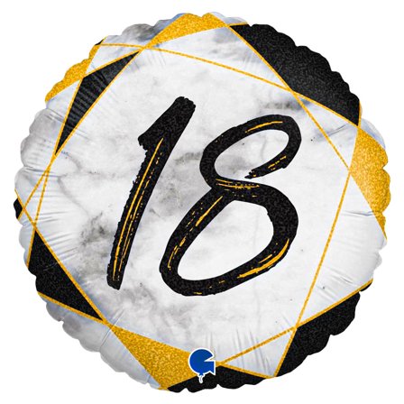 Marble 18 Holografisk Ballon Sort