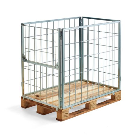 Gitter-Palettenrahmen VOLUME, 1200 x 800 x 1000 mm, klappbare Kurzseite